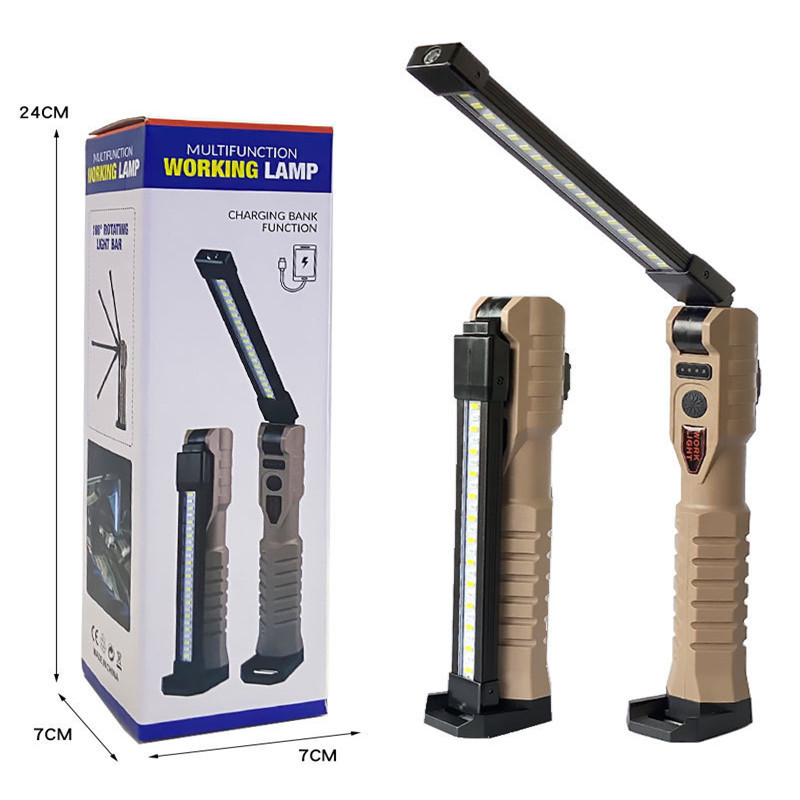 LED salokāms kabatas lukturītis rokas darba lampa avārijas gaismas uzlādes abpusēja gaisma jaudas bankas lampa ar āķi kempings makšķerēšana