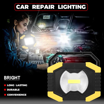 Високомощна AA батерия работеща лампа страничен светодиоден фенер и двоен COB фенер също преносим LED прожектор за ремонт на автомобили
