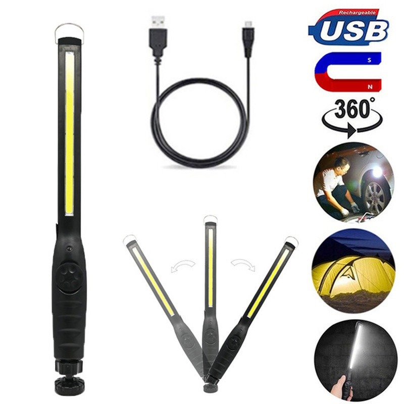 COB munkalámpa újratölthető LED-es munkalámpa mágneses talppal 360 forgó ellenőrző lámpa autójavításhoz otthoni használatra műhelyvilágítás