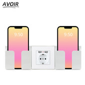 Avoir EU Dual USB töltőport elektromos aljzatok fali tápcsatlakozó aljzat USB-vel 5V 2A PC panel 220V 16A aljzatok telefontartó