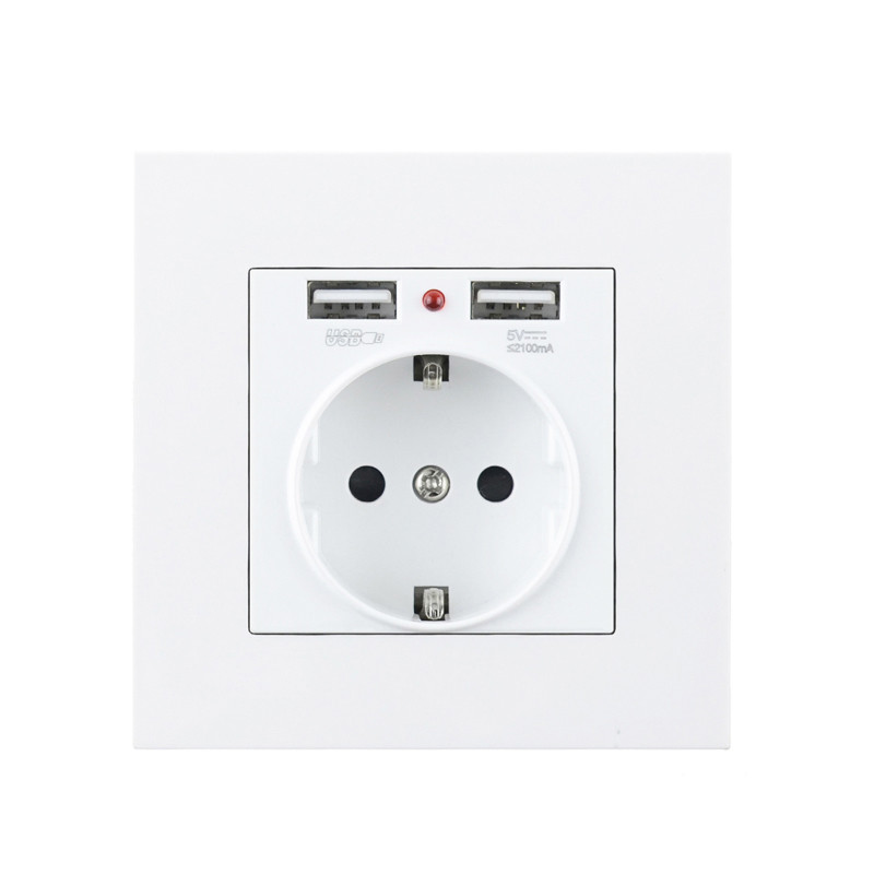 Avoir EU Dual USB laadimisport Elektripistikupesad Seinatoite pistikupesa USB-ga 5V 2A arvutipaneel 220V 16A pistikupesad telefonihoidja