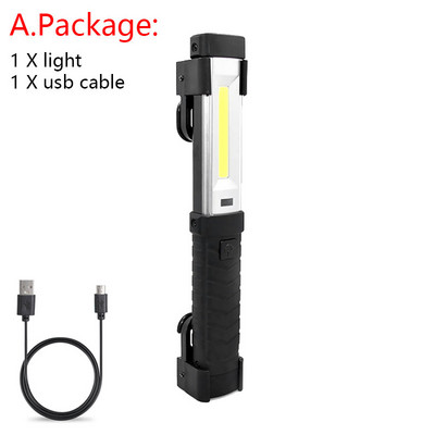 Lanternă de lucru multifuncțională, reîncărcabilă prin USB, cu baterie încorporată, lanternă LED COB, lanternă de camping pentru garaj