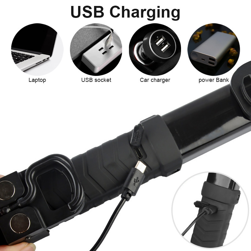 Lanternă de lucru multifuncțională, reîncărcabilă prin USB, cu baterie încorporată, lanternă LED COB, lanternă de camping pentru garaj