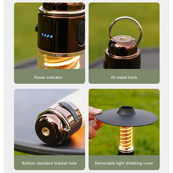 Φορητό Φωτιστικό Κάμπινγκ Μαγνητικό επαναφορτιζόμενο USB 3 Λειτουργίες φωτισμού Φανάρι Κάμπινγκ Εξωτερικός Φακός LED για Σκηνή Προμήθειες Κάμπινγκ