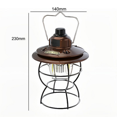 Punjiva svjetiljka za kampiranje Prijenosna svjetiljka za šator USB punjenje Prijenosna retro LED dugi vijek trajanja baterije s bankom napajanja Američki stil