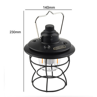 Punjiva svjetiljka za kampiranje Prijenosna svjetiljka za šator USB punjenje Prijenosna retro LED dugi vijek trajanja baterije s bankom napajanja Američki stil