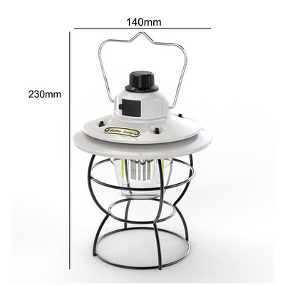 Punjiva svjetiljka za kampiranje Prijenosna svjetiljka za šator USB punjenje Prijenosna retro LED dugi vijek trajanja baterije s bankom napajanja Američki stil