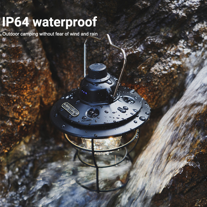 Nabíjateľná kempingová lampa, prenosná stanová lampa, nabíjanie cez USB, prenosná retro LED, dlhá výdrž batérie s powerbankou, americký štýl