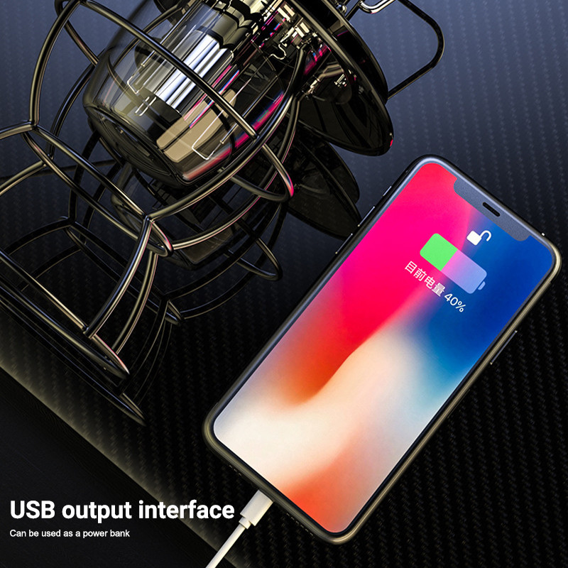 Nabíjateľná kempingová lampa, prenosná stanová lampa, nabíjanie cez USB, prenosná retro LED, dlhá výdrž batérie s powerbankou, americký štýl