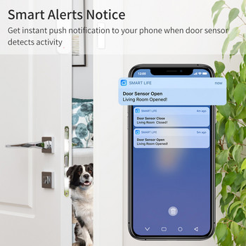 Tuya Сензор за врата Zigbee 3.0 Мини безжична връзка Отворен затворен детектор Домашна сигурност Работа с Alexa Google Home Yandex Alice