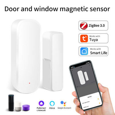 Senzor de ușă Tuya Zigbee 3.0 Mini conexiune wireless Deschis Închis Detector Securitate acasă Lucru cu Alexa Google Home Yandex Alice