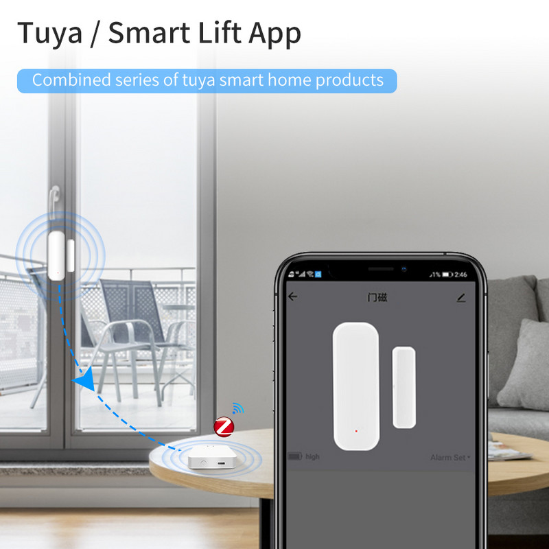 Senzor de ușă Tuya Zigbee 3.0 Mini conexiune wireless Deschis Închis Detector Securitate acasă Lucru cu Alexa Google Home Yandex Alice