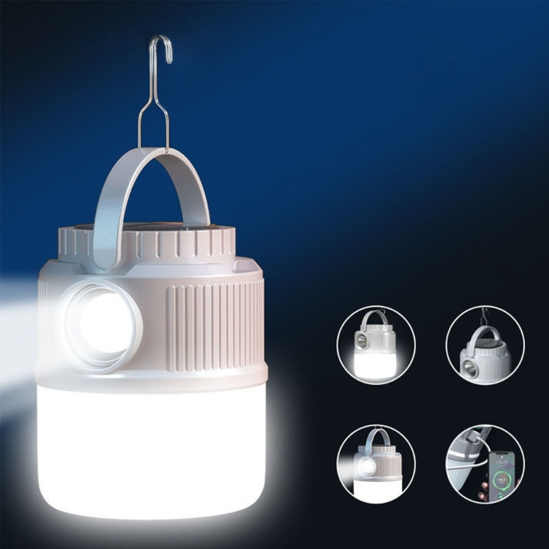 Lanternă de camping, reîncărcabilă, cu încărcare ușoară, portabilă, cu LED-uri, lanternă de urgență cu mâner pentru drumeții