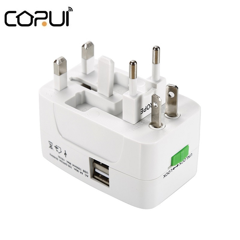 CORUI universaalne reisi vahelduvvoolu laadija pistiku adapter 2 USB port AU USA UK EU Converter Socket World Travel AC toitelaadija Adapt