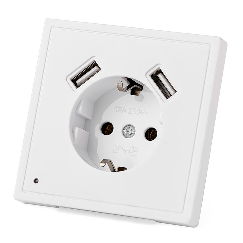 Új USB fali aljzat érzékelővel Éjszakai Fény Dupla USB 5V2A Ingyenes szállítás EU szabványos telefontöltő JA9