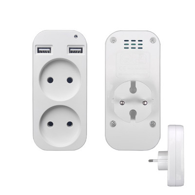 2020 EU dugós elosztó adapter fali dupla aljzatú hordozható 2 USB port mobiltelefonokhoz 1200 W 250 V, okostelefonokhoz, táblagépekhez