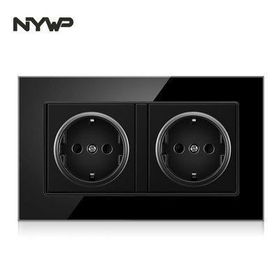 NYWP seinale kinnitatav klaaspaneel 16A pistikupesa, EL-standardi multipistik, 2 USB laadimispesaga, peidetud LED indikaator