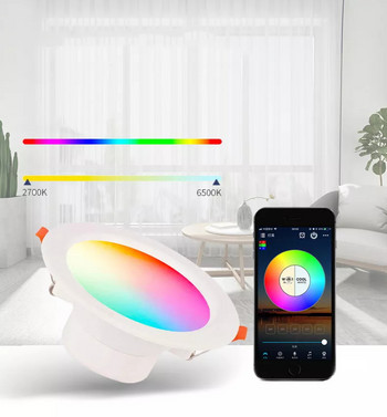 Tuya RGBW Smart WIFI LED Downlight Регулируема 9W или 12W APP Гласово управление Alexa Google Home