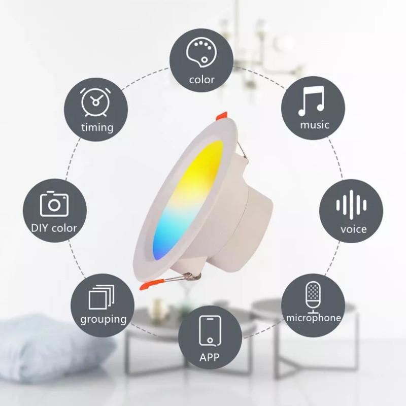 Tuya RGBW Smart WIFI LED Downlight reglabil 9W sau 12W APP Control vocal Alexa Google Home