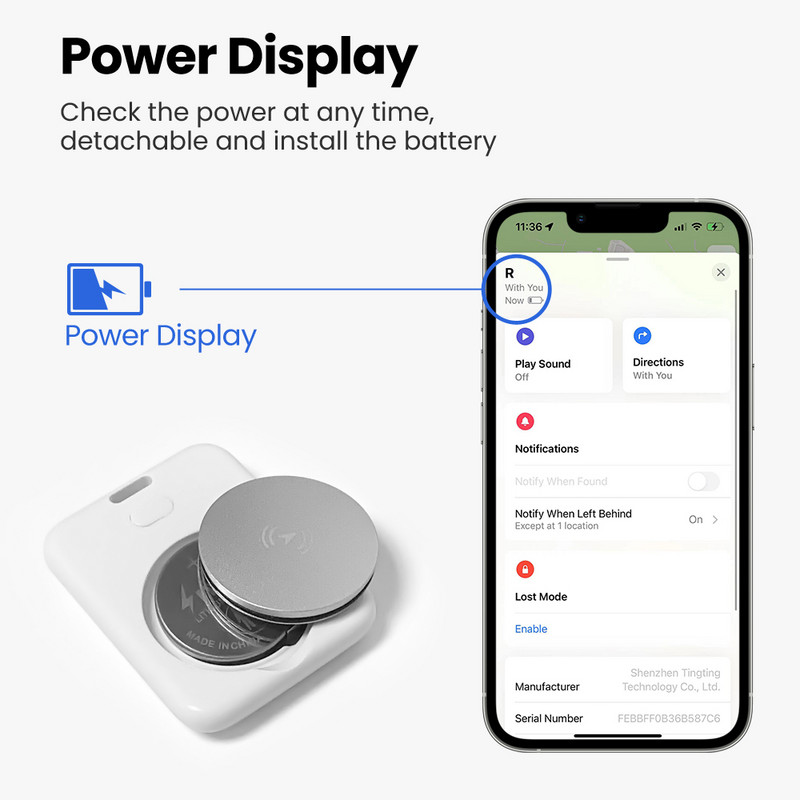 AVATTO Urmărire Dispozitiv anti-pierdere Urmărire Air Tag Key Finder Tracker pentru animale de companie Funcționează cu Apple Find My，Siri Global Positioning