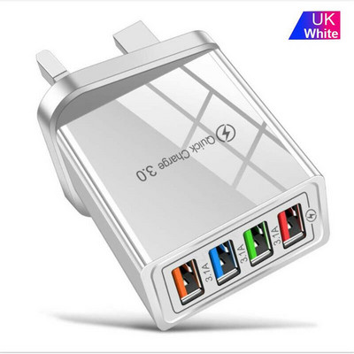 Universal 4 porturi Încărcare rapidă rapidă LED Hub USB Adaptor pentru încărcător de perete UK UE US Plug Încărcător pentru telefon de călătorie Priză