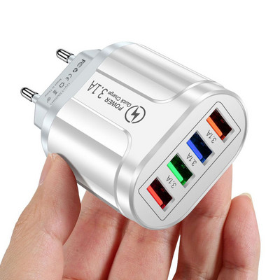 Universal 4 porturi Încărcare rapidă rapidă LED Hub USB Adaptor pentru încărcător de perete UK UE US Plug Încărcător pentru telefon de călătorie Priză