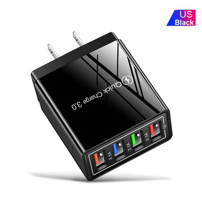 Universal 4 porturi Încărcare rapidă rapidă LED Hub USB Adaptor pentru încărcător de perete UK UE US Plug Încărcător pentru telefon de călătorie Priză