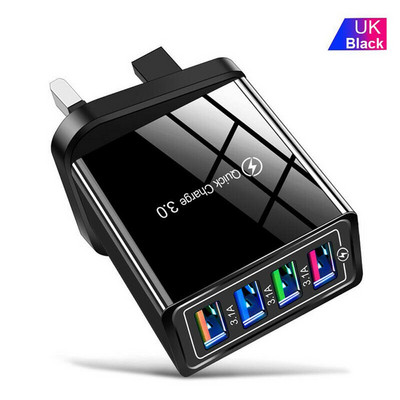 Universal 4 porturi Încărcare rapidă rapidă LED Hub USB Adaptor pentru încărcător de perete UK UE US Plug Încărcător pentru telefon de călătorie Priză