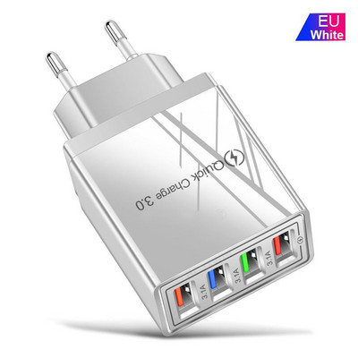 Universal 4 porturi Încărcare rapidă rapidă LED Hub USB Adaptor pentru încărcător de perete UK UE US Plug Încărcător pentru telefon de călătorie Priză