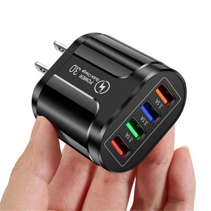 Universal 4 porturi Încărcare rapidă rapidă LED Hub USB Adaptor pentru încărcător de perete UK UE US Plug Încărcător pentru telefon de călătorie Priză