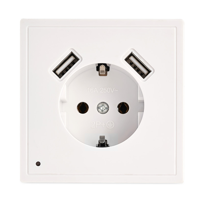 Priză USB nouă de perete cu senzor de lumină de noapte USB dublu 5V2A Livrare gratuită Încărcător de telefon standard UE XJ11