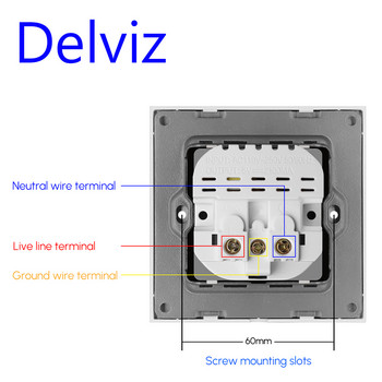 Delviz Επιτοίχια πρίζα USB, Πολλά Πάνελ νέου στυλ, Πρίζα κρεβατοκάμαρας, AC 110V-250V 16A Ενσωματωμένη στον τοίχο, Διπλή πρίζα USB Standard EU