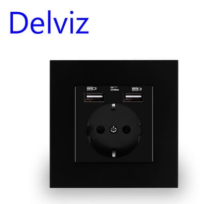 Delviz fali USB tápcsatlakozó, sok új stílusú panel, hálószoba csatlakozó, AC 110V-250V 16A fali beágyazott, dupla usb EU szabvány kimenet