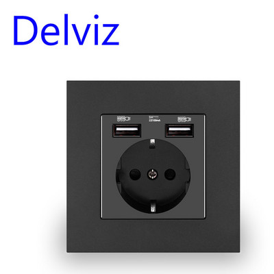 Delviz fali USB tápcsatlakozó, sok új stílusú panel, hálószoba csatlakozó, AC 110V-250V 16A fali beágyazott, dupla usb EU szabvány kimenet