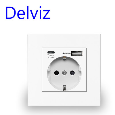 Delviz fali USB tápcsatlakozó, sok új stílusú panel, hálószoba csatlakozó, AC 110V-250V 16A fali beágyazott, dupla usb EU szabvány kimenet