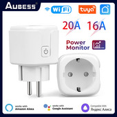 Tuya WiFi nutikas pistik 16A/20A EU nutikas pistikupesa koos toite jälgimise ajastusfunktsiooniga hääljuhtimine Alexa Google Home Yandexi kaudu