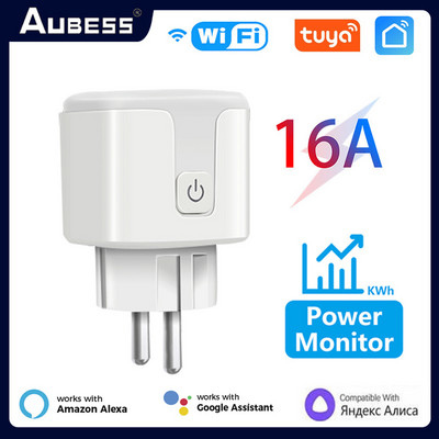 Tuya WiFi nutikas pistik 16A/20A EU nutikas pistikupesa koos toite jälgimise ajastusfunktsiooniga hääljuhtimine Alexa Google Home Yandexi kaudu