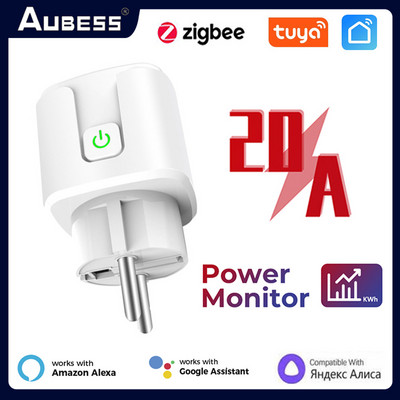 Tuya WiFi nutikas pistik 16A/20A EU nutikas pistikupesa koos toite jälgimise ajastusfunktsiooniga hääljuhtimine Alexa Google Home Yandexi kaudu