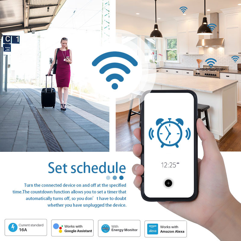 Tuya WiFi Smart Plug 16A/20A EU Smart Socket с функция за синхронизиране на захранването Гласов контрол чрез Alexa Google Home Yandex