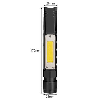 Φορητός φακός LED+COB 1500mAh με επαναφορτιζόμενο μαγνήτη USB Ο καλύτερος για ψάρεμα Κάμπινγκ Εργασία Φως Ισχυρός φακός