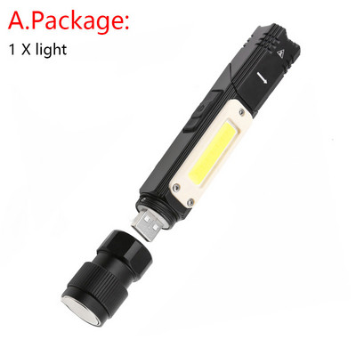 1500 mAh nešiojamas LED + COB žibintuvėlis su įkraunamu USB magnetu Geriausiai tinka žvejybai, stovyklavimo darbo šviesa, galingas žibintuvėlis