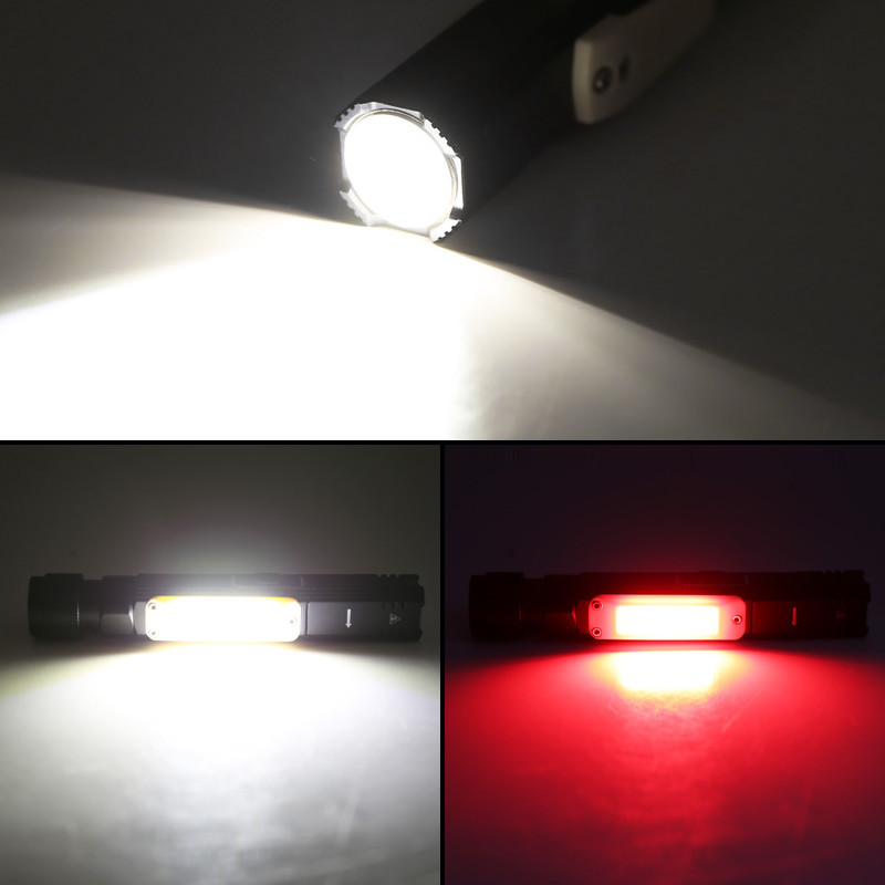 1500 mAh nešiojamas LED + COB žibintuvėlis su įkraunamu USB magnetu Geriausiai tinka žvejybai, stovyklavimo darbo šviesa, galingas žibintuvėlis