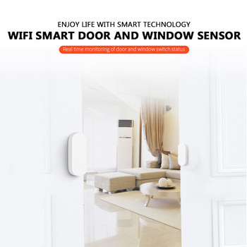 CORUI Tuya Smart WiFi сензор за врата Сензор за прозорец Сензор за врата Магнитен алармен детектор Интелигентни детектори за отворена/затворена врата Магнитен сензор