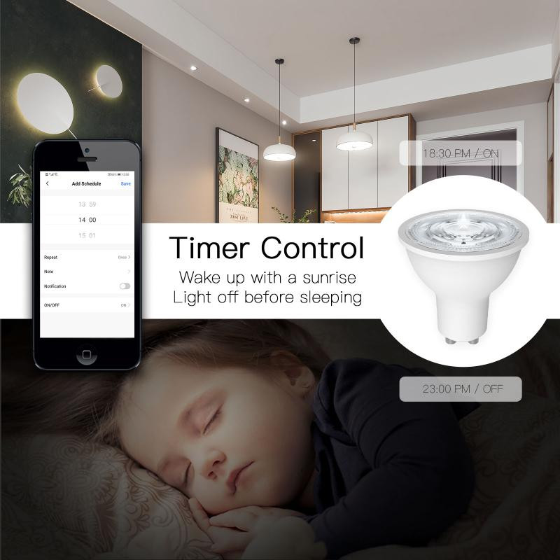 TUYA Zigbee GU10 Bec inteligent reflector RGB+CCT 5W Bec LED reglabil Control vocal Alexa Google Home Yandex Alice