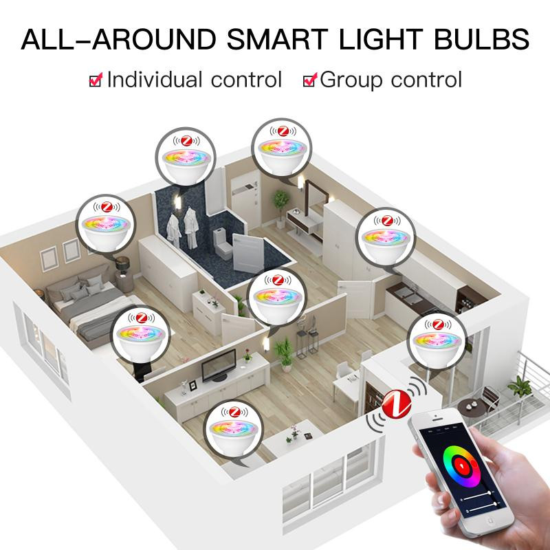 TUYA Zigbee GU10 Bec inteligent reflector RGB+CCT 5W Bec LED reglabil Control vocal Alexa Google Home Yandex Alice