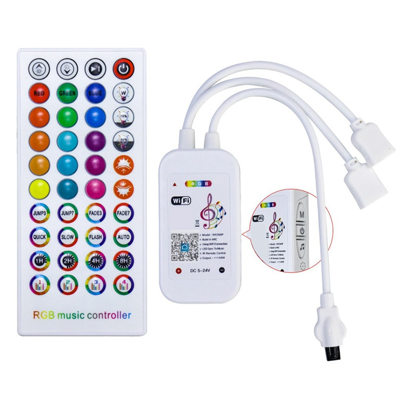 1 set telecomandă cu 40 de taste + controler LED Wifi DC5-24V Sincronizare muzicală RGB IR RF pentru bandă de lumină LED RGB 5050