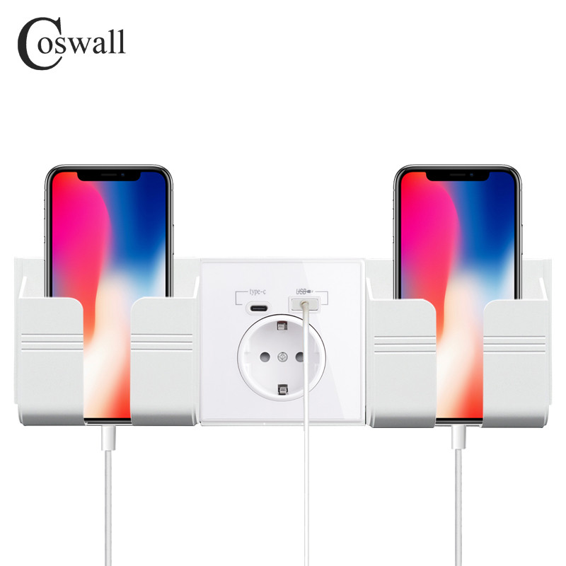 Coswalli C-tüüpi liidese väljund Täispeegel Akrüülpaneel Must Valge sein EU Venemaa Prantsuse standardne pistikupesa koos USB-laadimispordiga