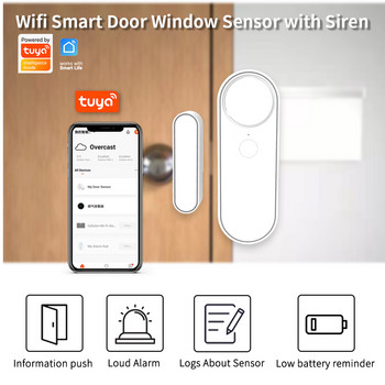 WenHIOT WiFi Сензор за врата Прозорец Контакт Отворено Затваряне Tuya APP Дистанционно управление Съвместимо с Alexa Google Assistant Smart Life