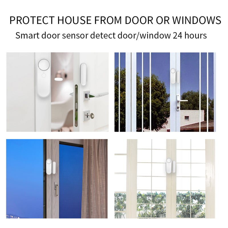 WenHIOT WiFi Senzor ușă Contact fereastră Deschidere Închidere Telecomanda aplicației Tuya Compatibilă cu Alexa Google Assistant Smart Life