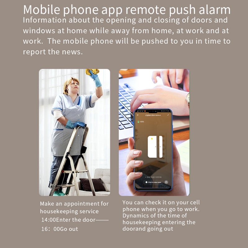 WenHIOT WiFi Senzor ușă Contact fereastră Deschidere Închidere Telecomanda aplicației Tuya Compatibilă cu Alexa Google Assistant Smart Life